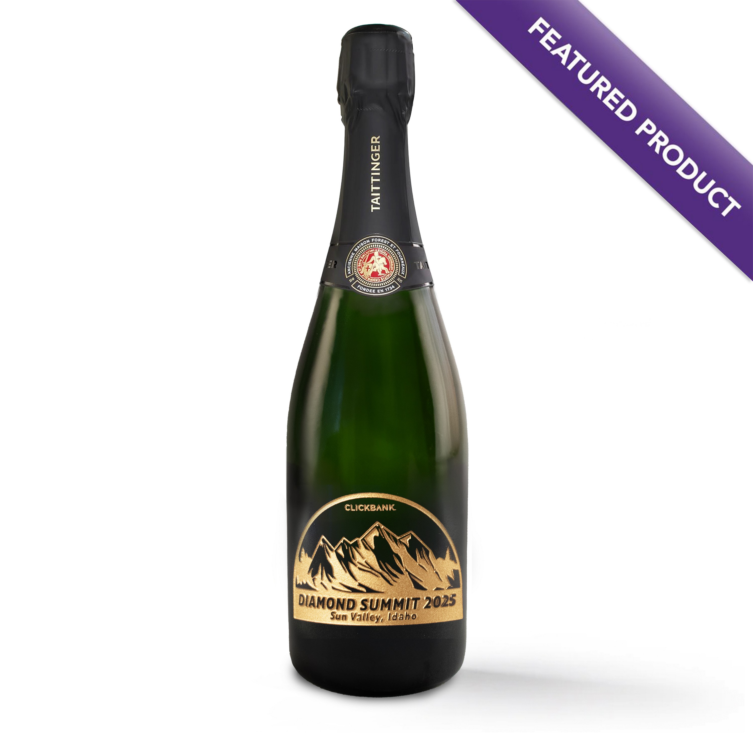 Etched Taittinger Brut La Française Champagne Bottle