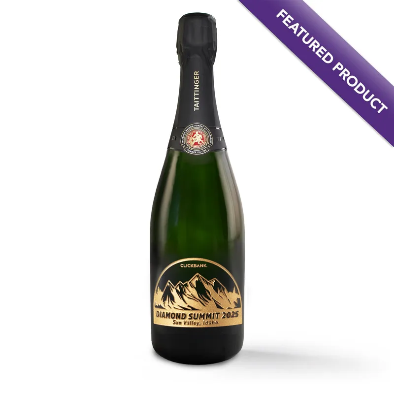 Etched Taittinger Brut La Française Champagne Bottle