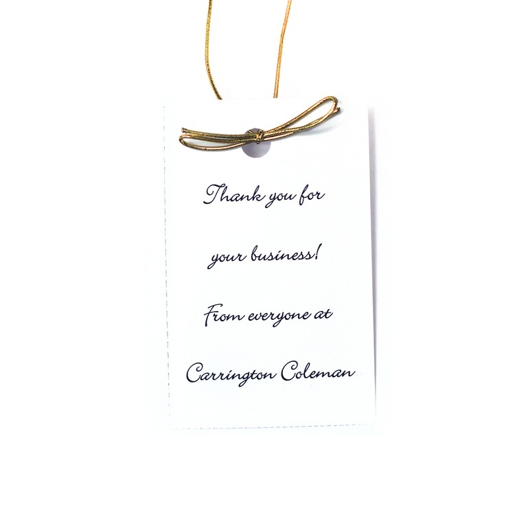 Black Ink Printed Single-Sided Hang Tag w/White Background