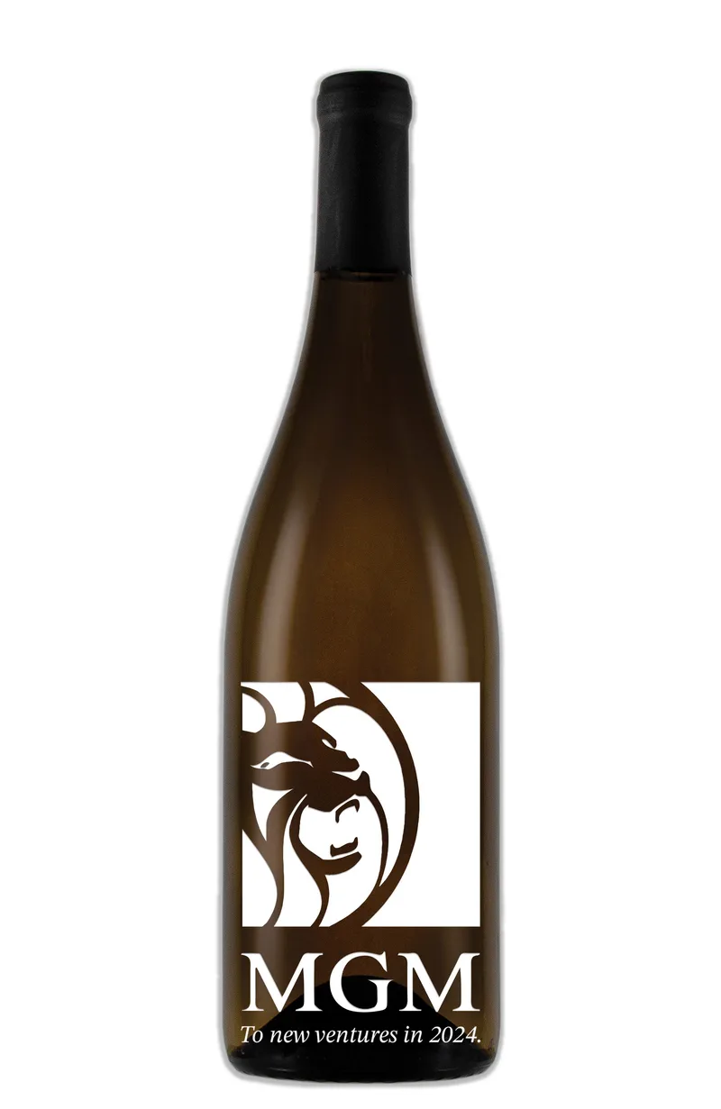 Etched Chardonnay White Wine Bottle