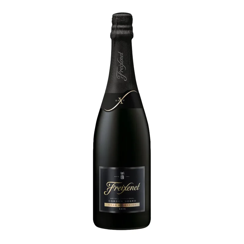 Etched Freixenet Cordon Negro Brut Champagne Bottle