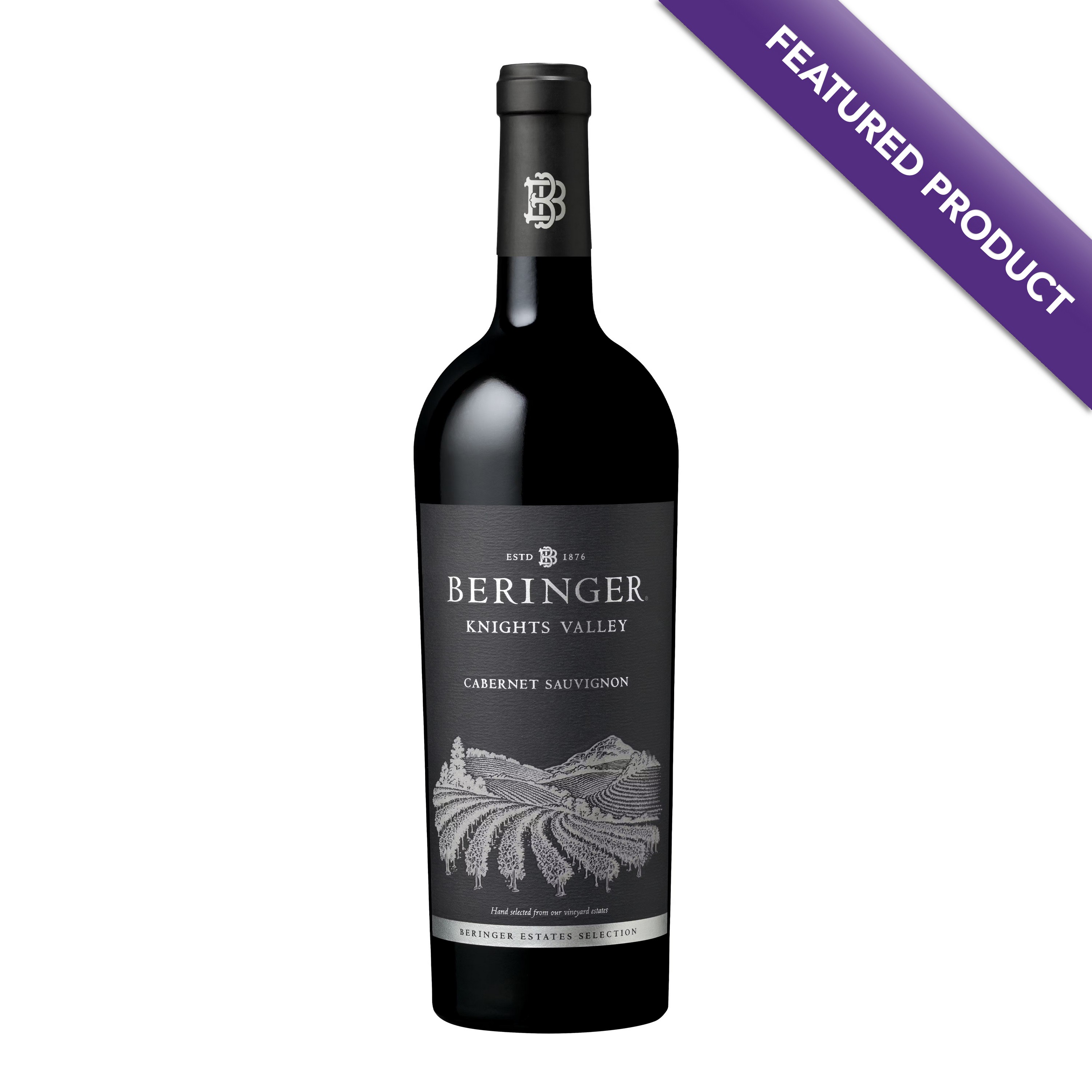 Etched Beringer Knight's Valley Cabernet Red Wine Bottle