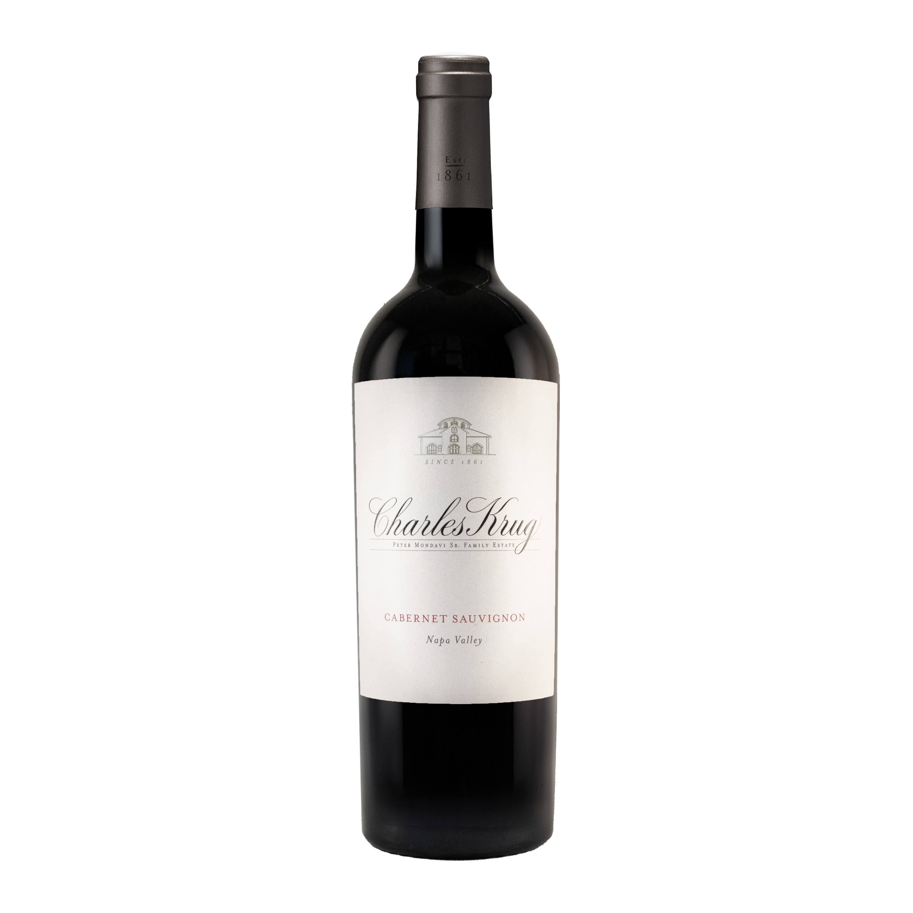 Etched Charles Krug Cabernet Napa Red Wine Bottle