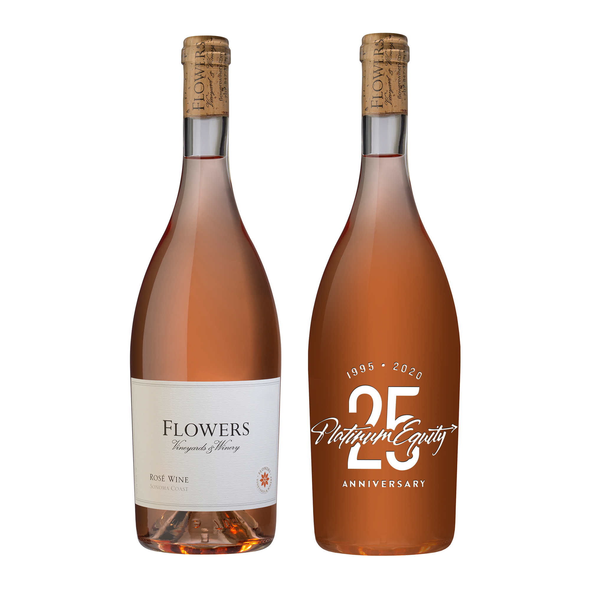 Etched Flowers Rosé Wine Bottle