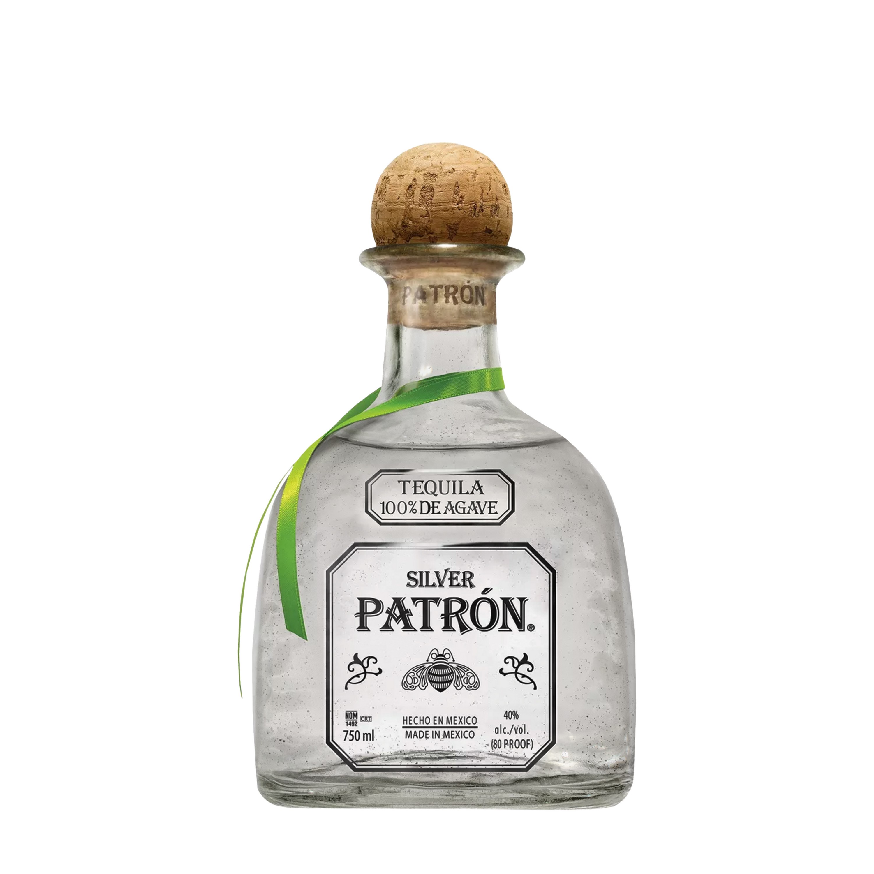 Etched Patrón Silver Tequila Liquor Bottle
