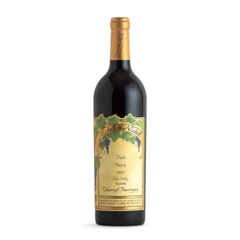 Etched Nickel & Nickel State Ranch Cabernet Red Wine Bottle