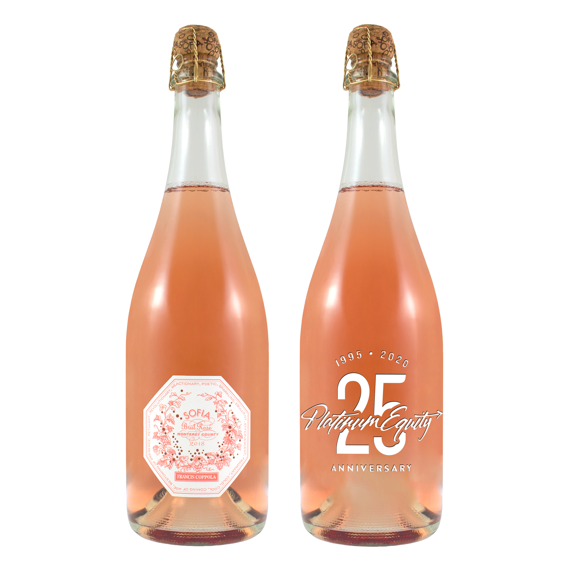 Etched Sparkling Coppola Sofia Rosé Wine Bottle