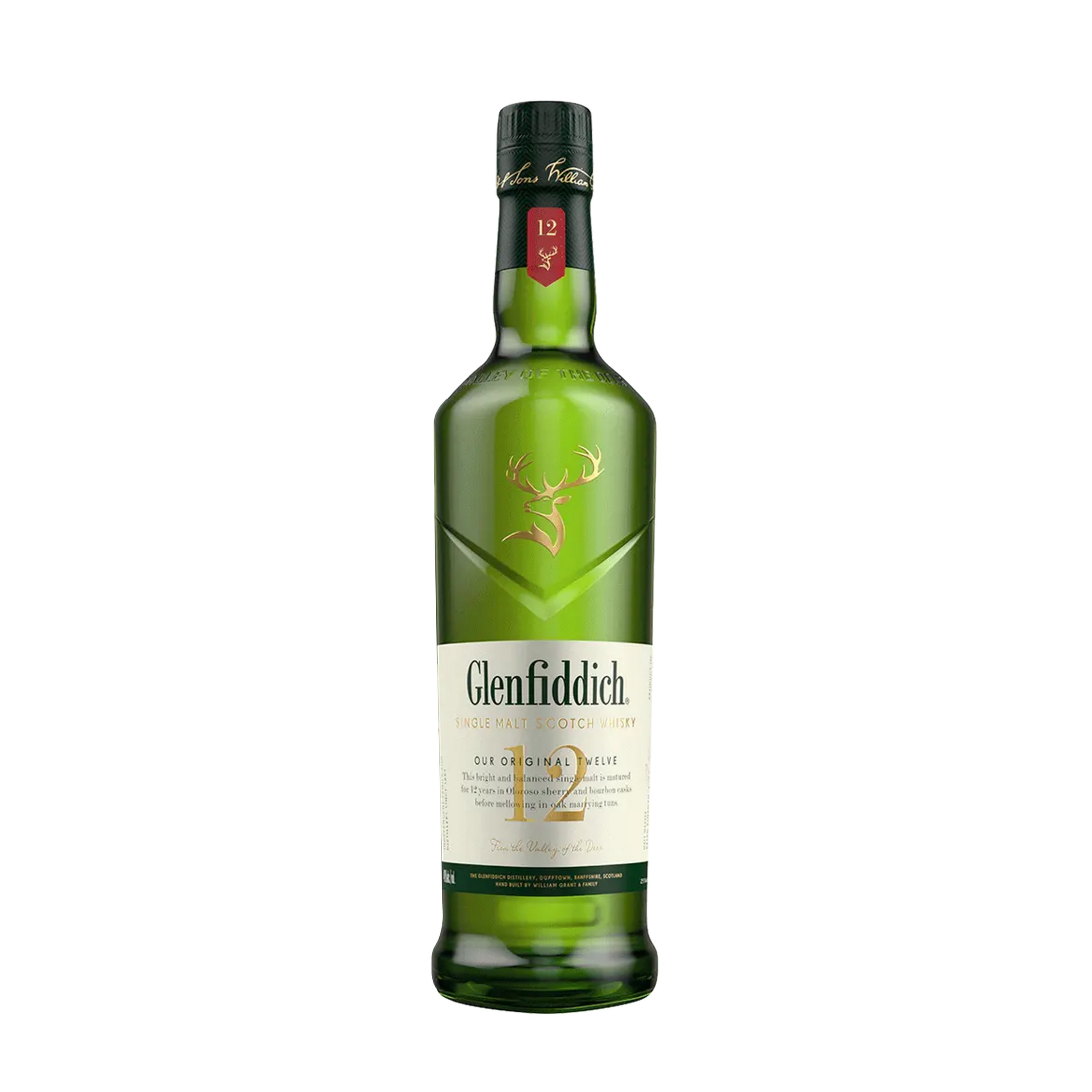 Etched Glenfiddich 12 Year Liquor Bottle
