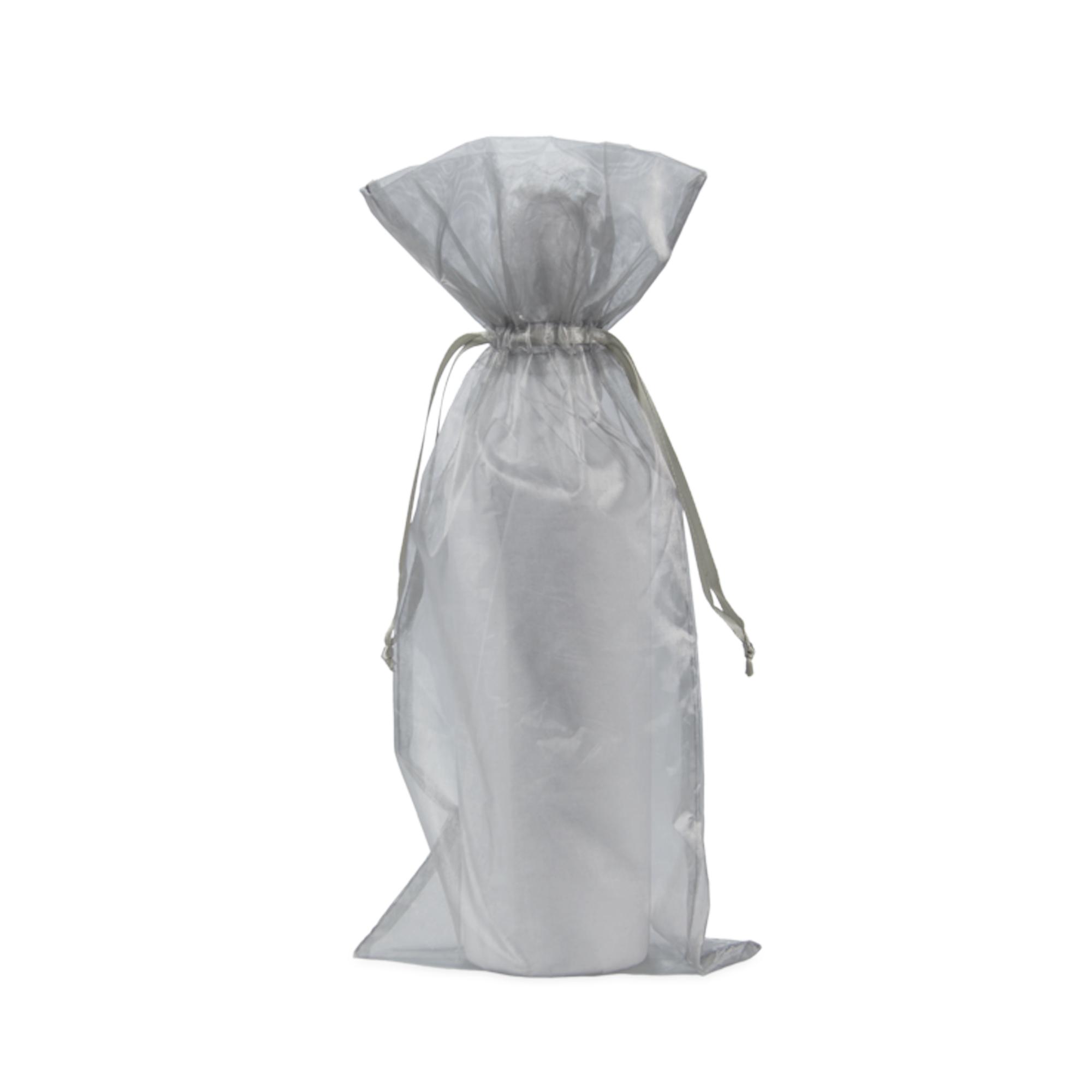 Silver Organza Wine Bag