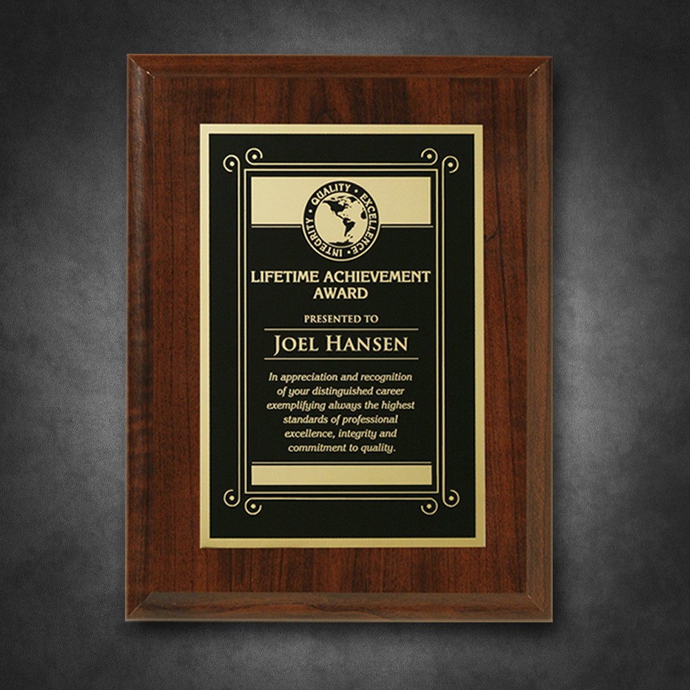 Econo Cherry Plaque 6" x 8" with Lasered Plate