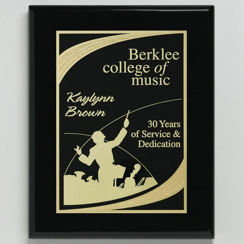 Aberdeen Black Plaque 9" x 12" with Lasered Plate