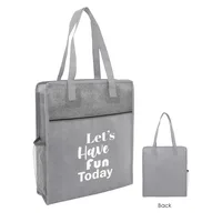 Color Basics Heathered Non-woven Tote Bag — Red With Gray