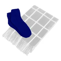 Charleston Throw & Fuzzy Socks Set — Gray With White