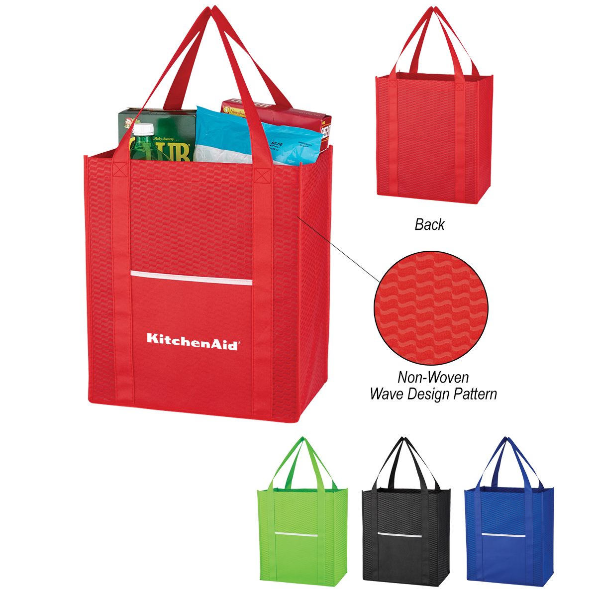 Non-woven Wave Shopper Tote Bag