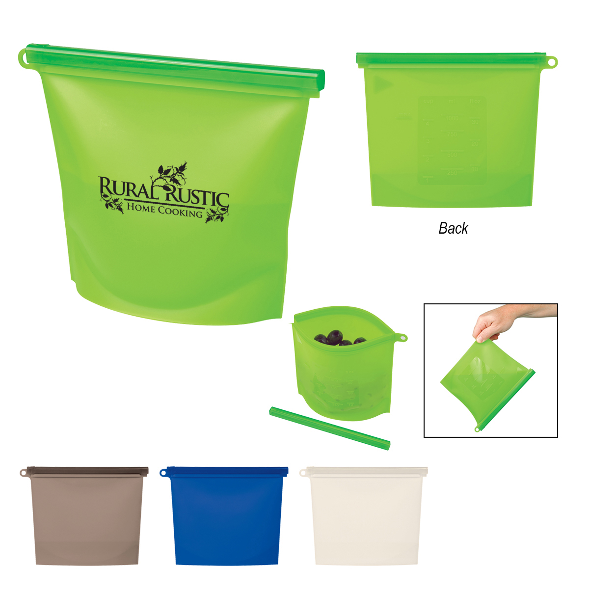 Reusable Food Bag With Plastic Slider — Charcoal