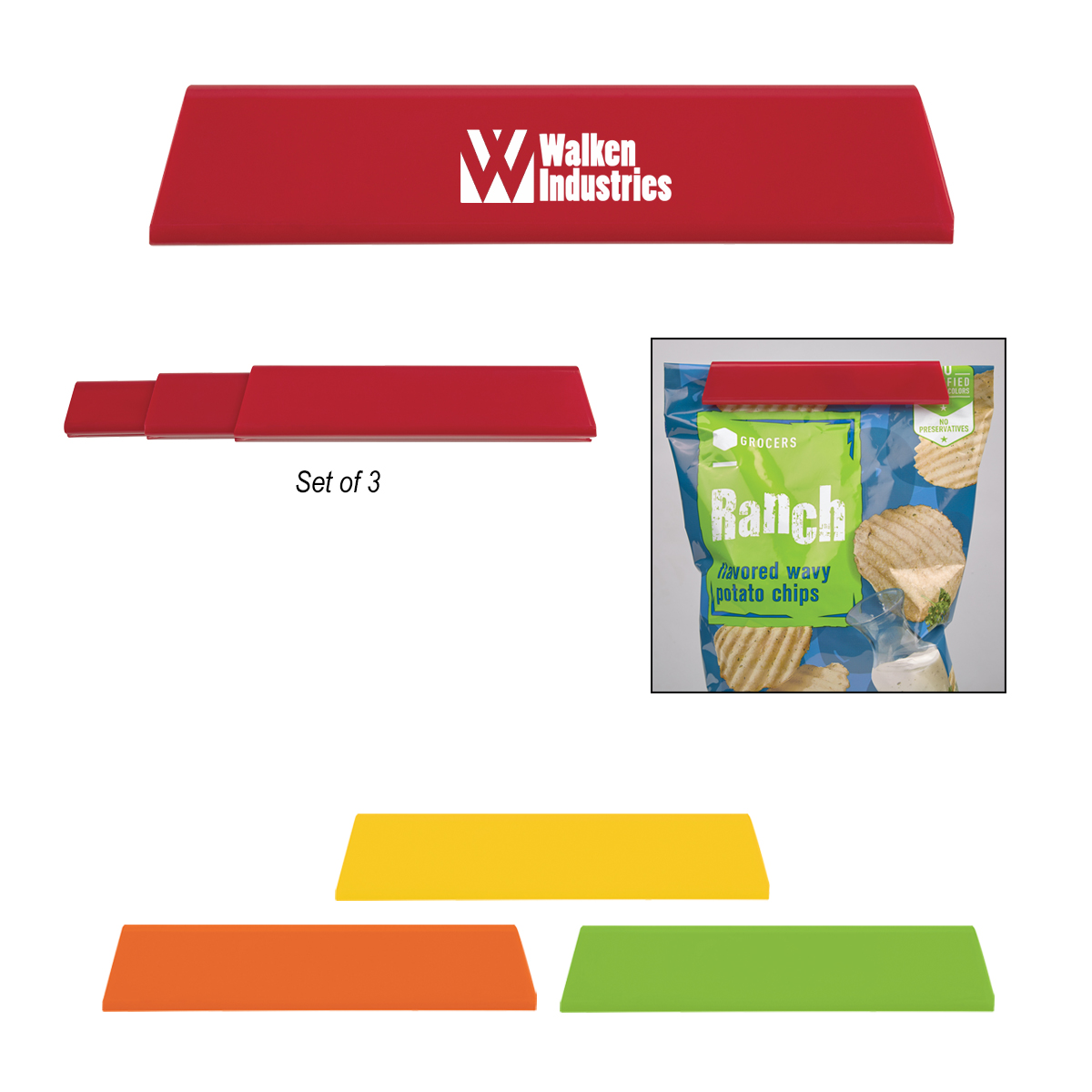 Slip-n-seal 3 Piece Bag Clip Set