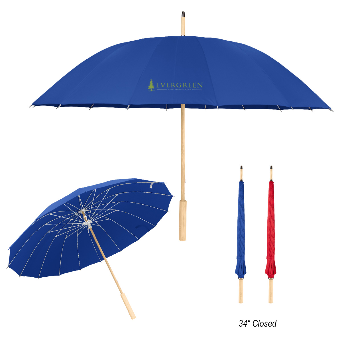 46" Arc Umbrella With 100% Rpet Canopy & Bamboo Handle