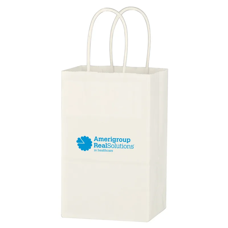Kraft Paper White Shopping Bag - 5-1/4" X 8-1/4"
