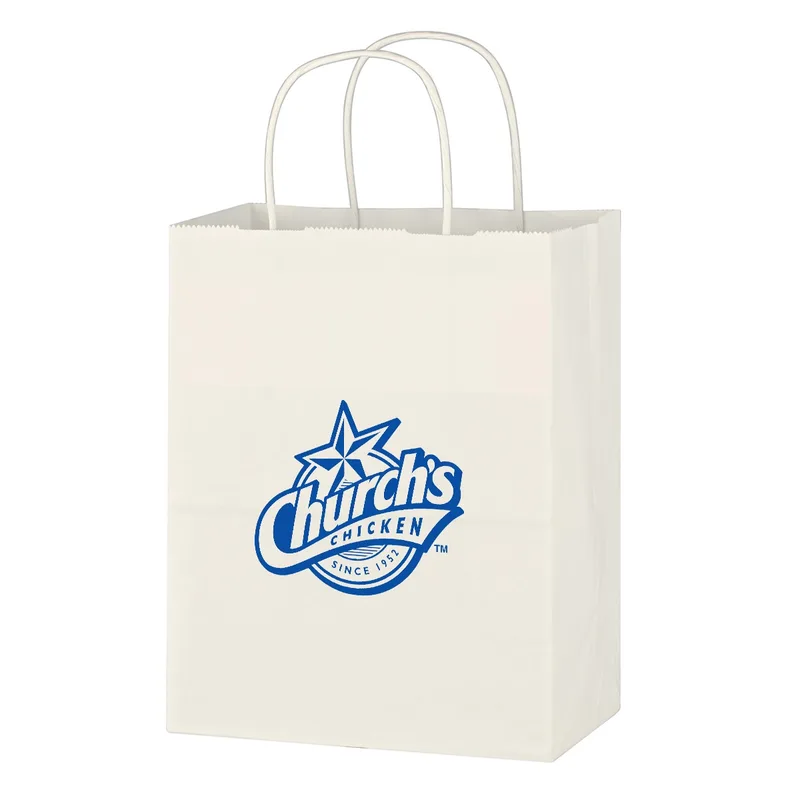 Kraft Paper White Shopping Bag - 8" X 10-1/4"