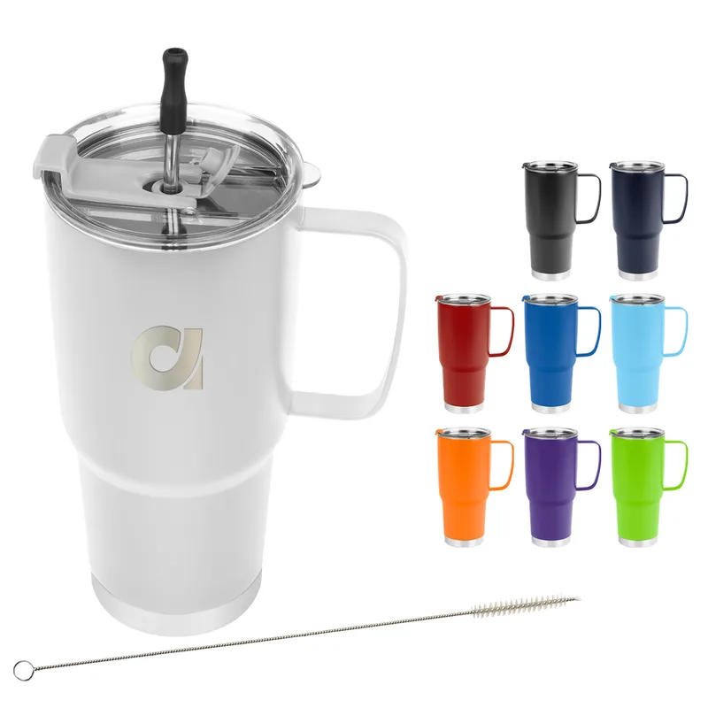 30 Oz. Lisbon Stainless Steel Tumbler With Straw view 2