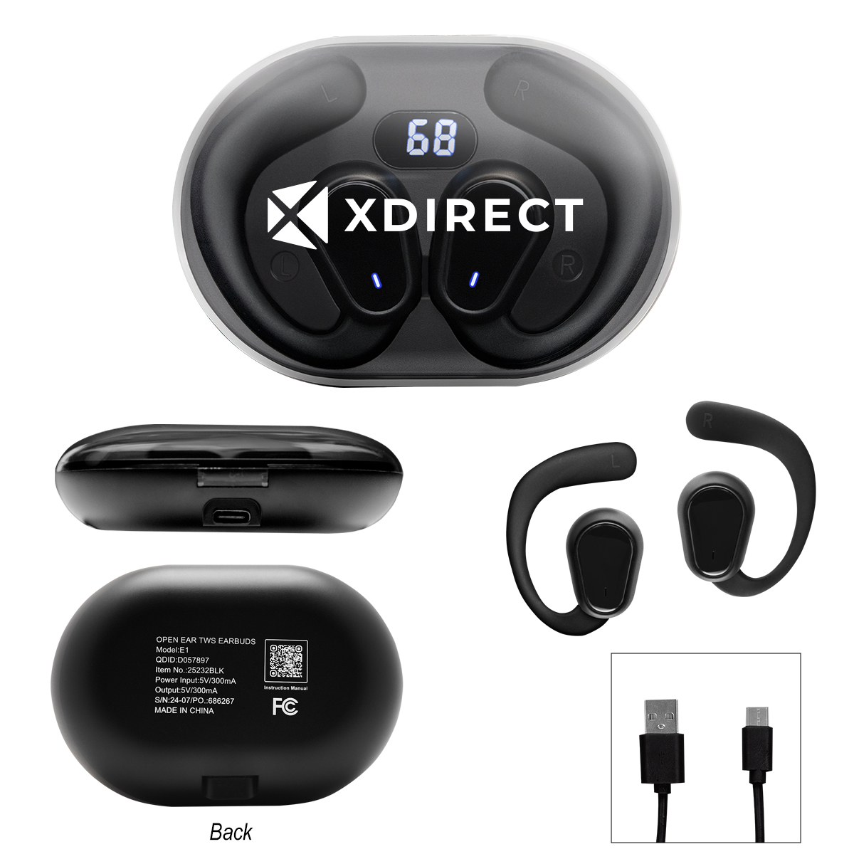 Open Ear Tws Earbuds With Charging Case