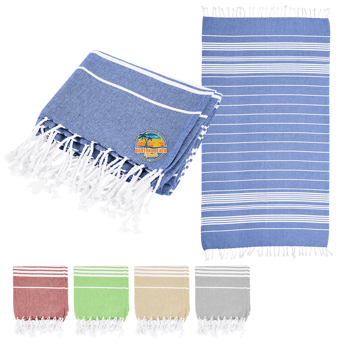 Recycled Beach Blanket With Tassel Fringe