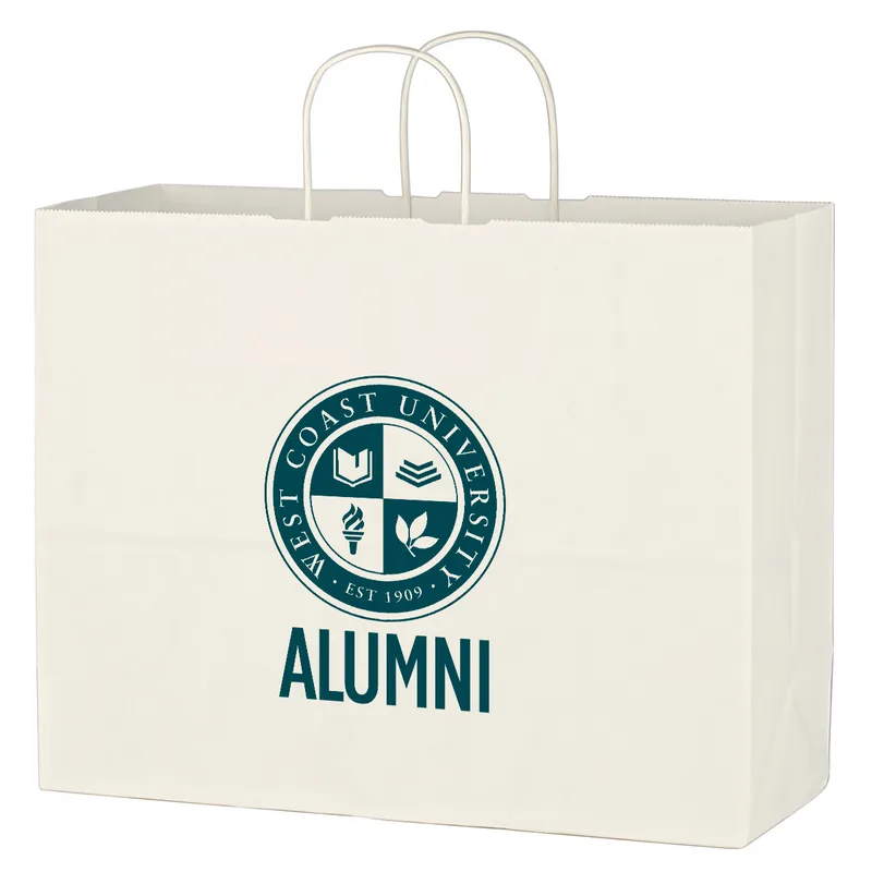 Kraft Paper White Shopping Bag - 16" X 12-1/2"