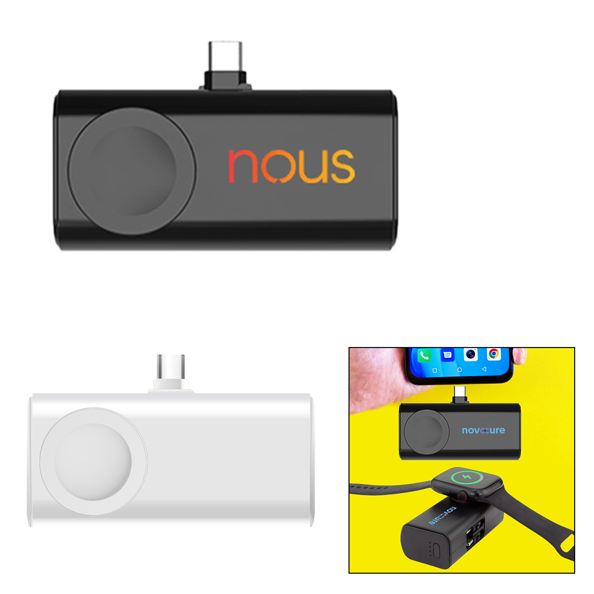 5,000 Mah Dual Plug Power Bank With Watch Charger