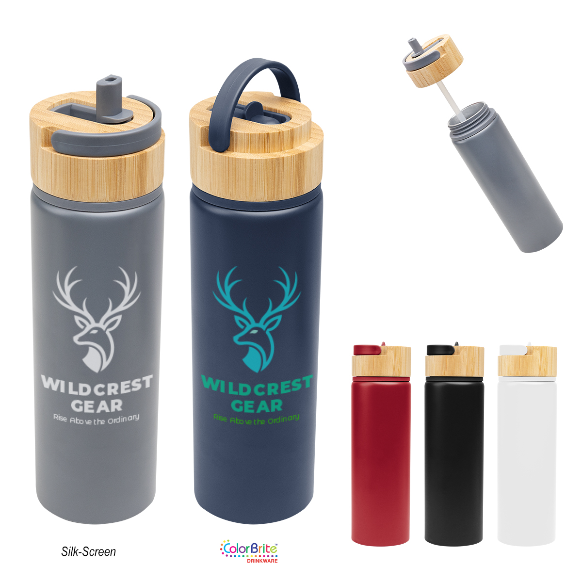 27 Oz. Ellis Recycled Aluminum Bottle With Bamboo Lid