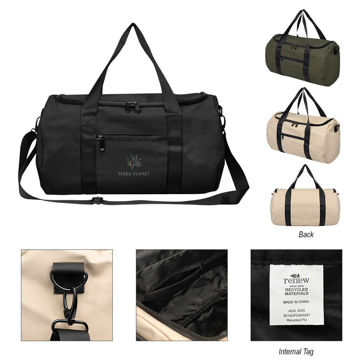 Hudson Recycled Leatherette Duffel Bag