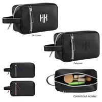 Glen Leatherette Toiletry Bag — Black With Red