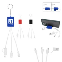 Multi-charging Cable Usb Hub Keyring — Black With White