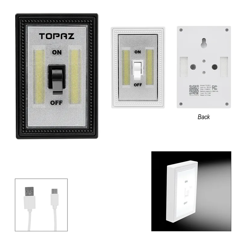 Rechargeable Cob Flip Switch Night Light