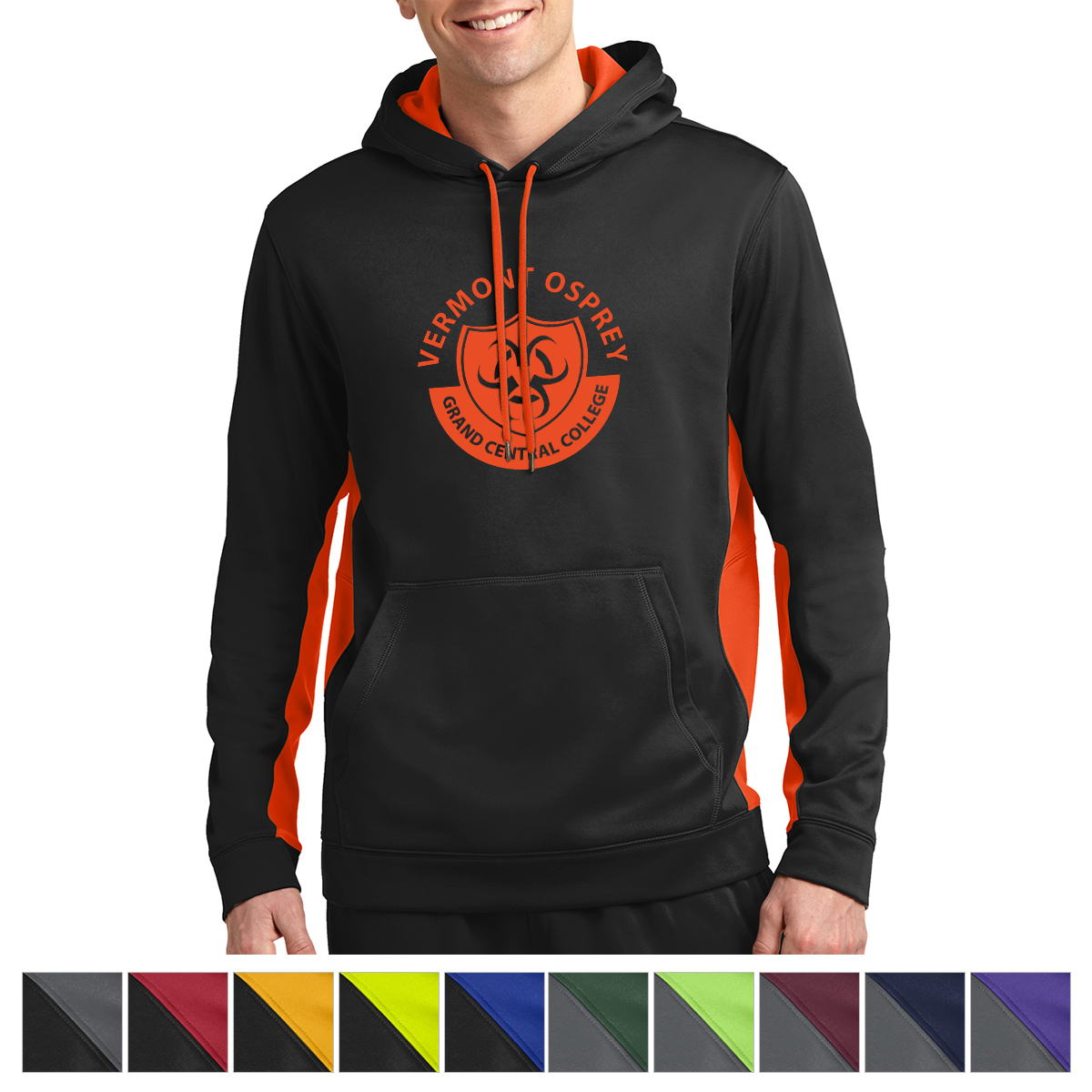 Sport-tek® Sport-wick® Fleece Colorblock Hooded Pullover