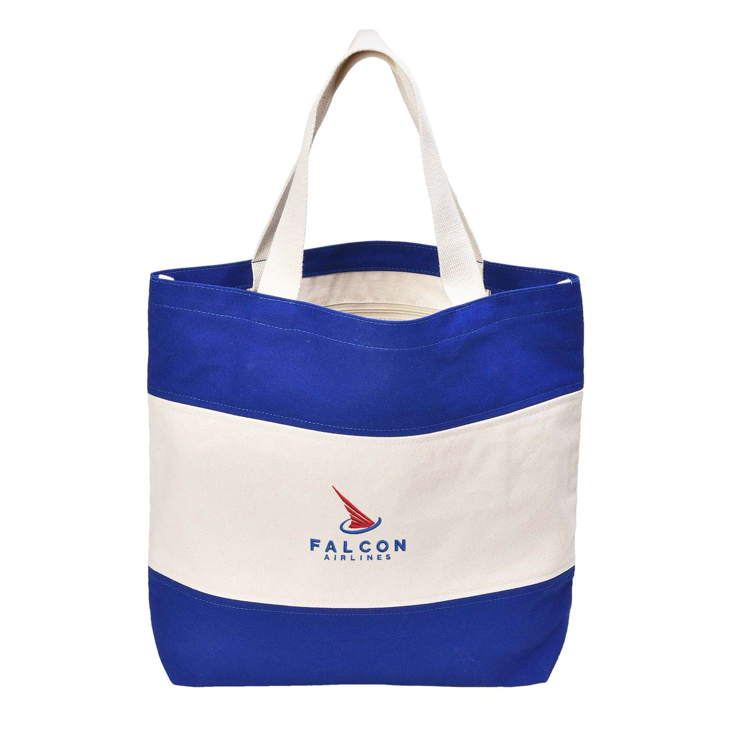 Striped Canvas Tote with Embroidery view 2