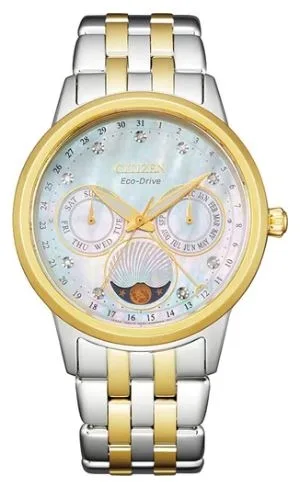 Citizen® Ladies' Calendrier Eco-Drive® Two-Tone Stainless Steel Watch w/White MOP Dial