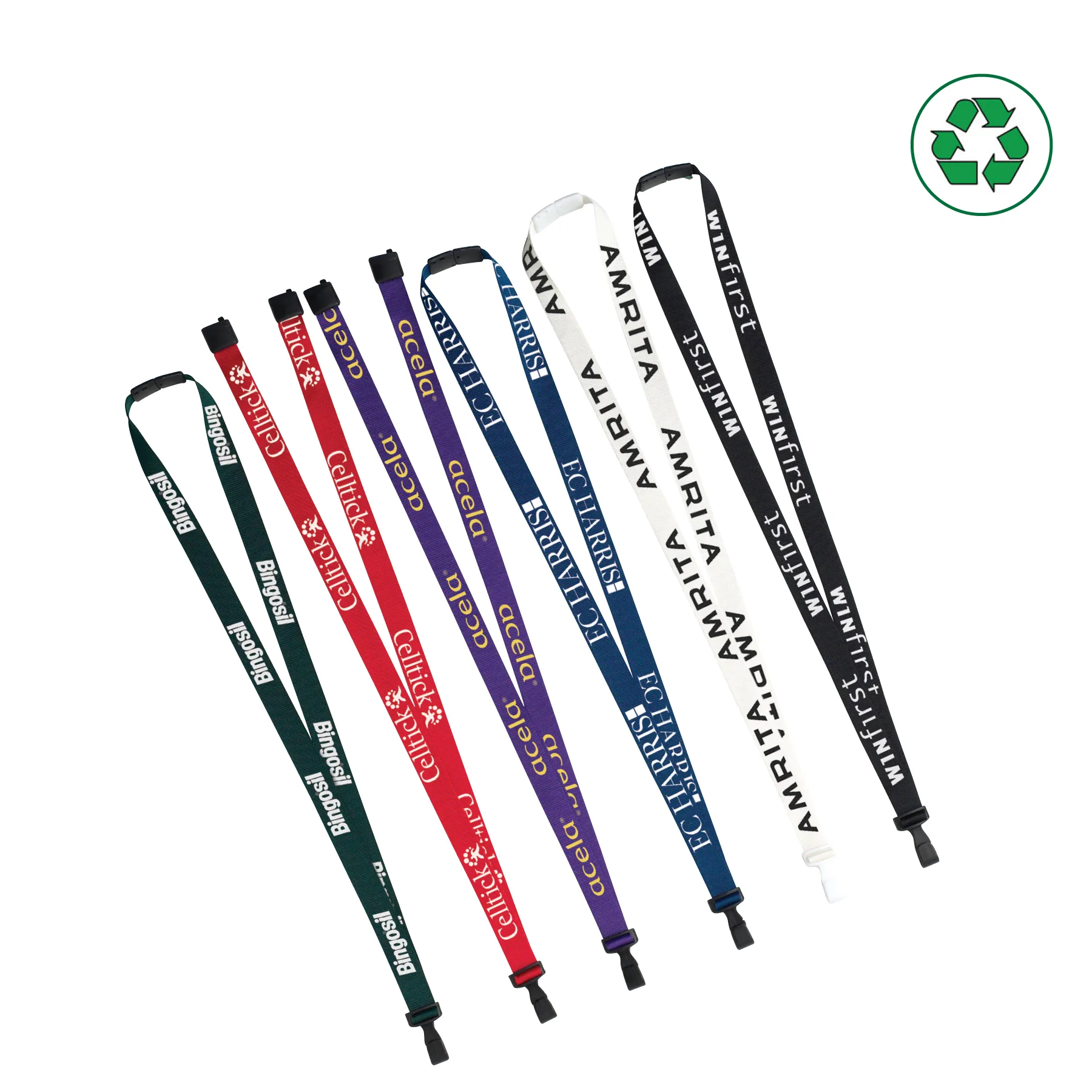 3/8" - 5/8" P.E.T. Recycled Screen Printed Lanyards