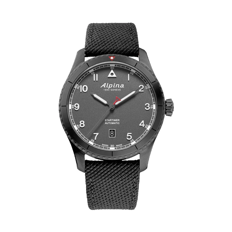 Alpina Men's Startimer Pilot Automatic Gray Rubber Strap Watch