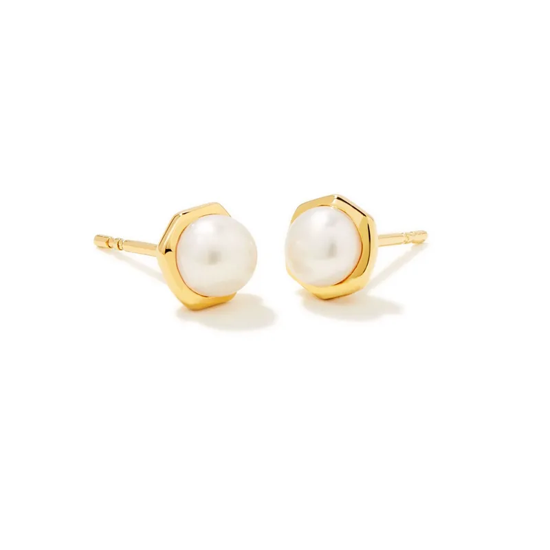 Kendra Scott Davie Pearl 18K Gold Vermeil Stud Earrings in Freshwater Cultured Pearl