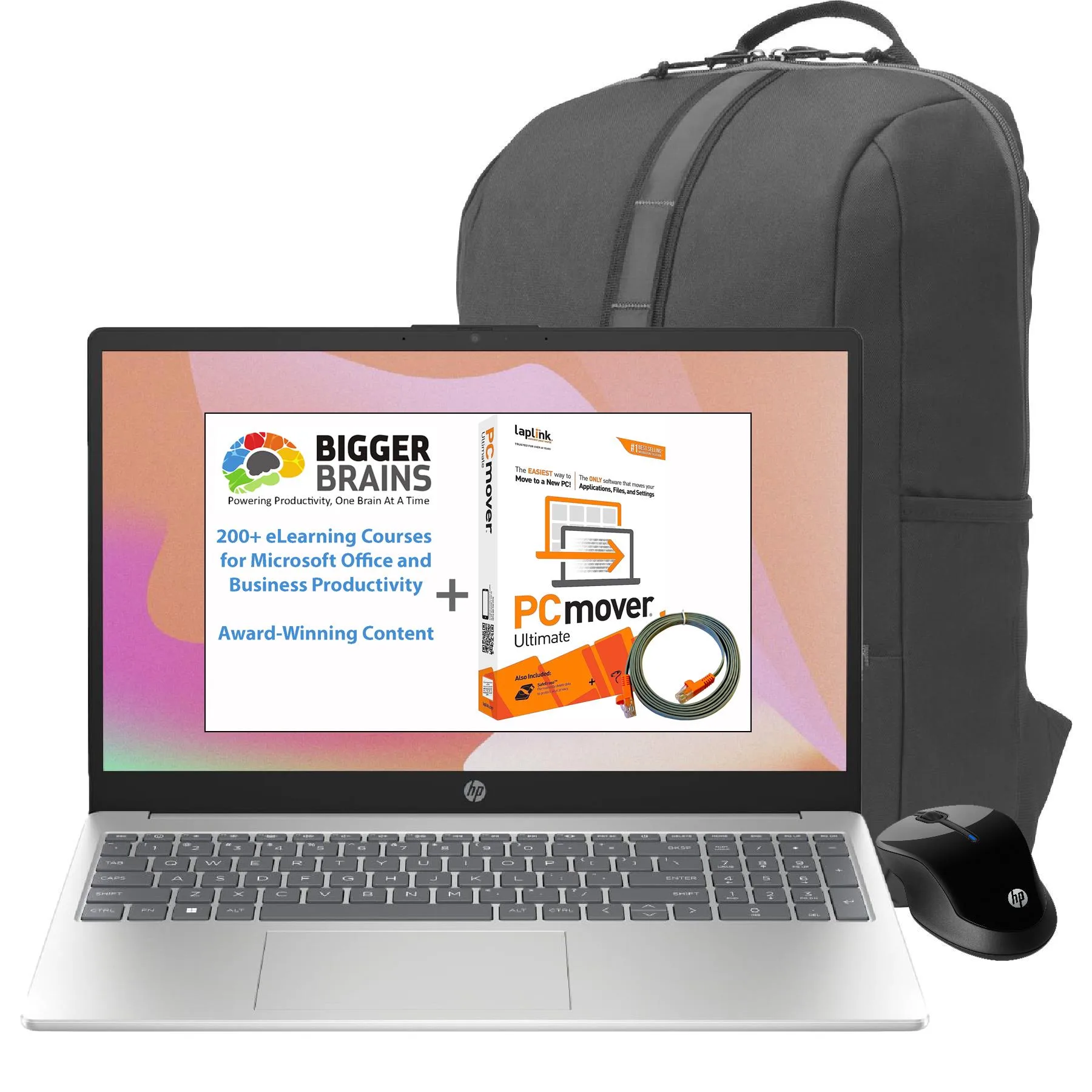 Hewlett Packard 15" Intel Notebook W/ Backpack And Wireless Mouse - Bigger Brains