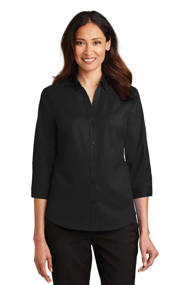 Port Authority® Women's 3/4-Sleeve SuperPro™ Twill Shirt. view 5