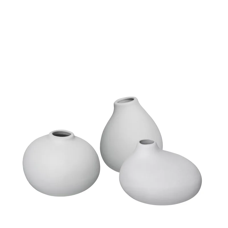 Blomus Nona Micro Chip Gray Porcelain Mini Vases - Set Of 3