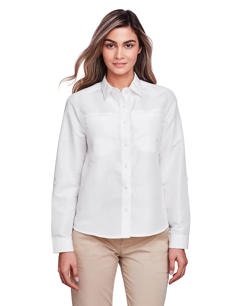 Harriton Ladies' Key West Long-Sleeve Performance Staff Shirt view 7