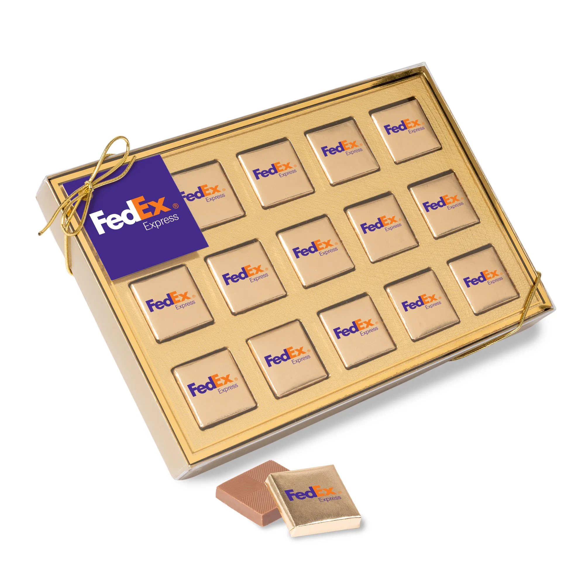 Fifteen Piece Chocolate Foiled Square Box-Full Color view 2