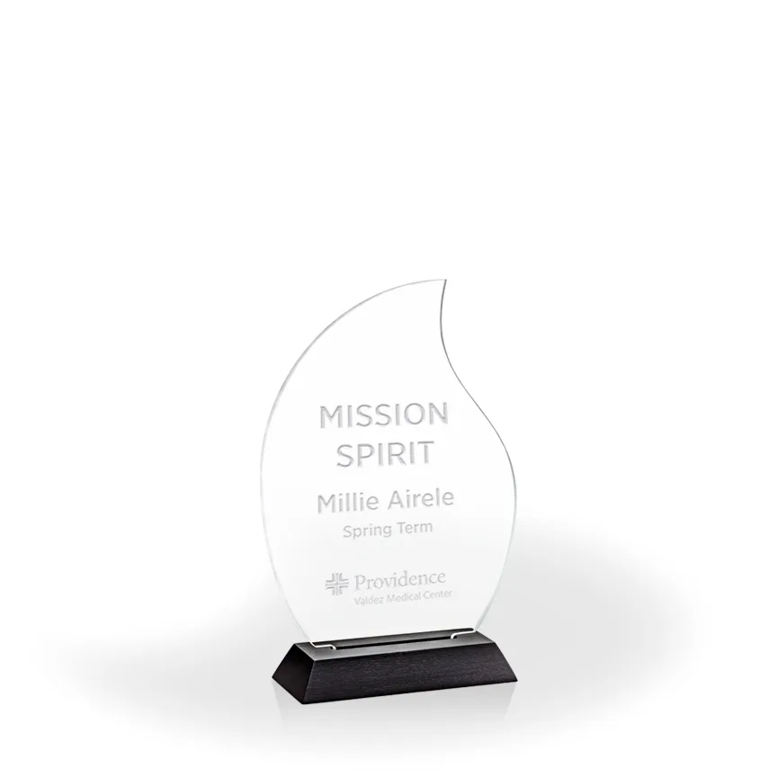 Flame Award with Black Wood Base, Medium - Engraved