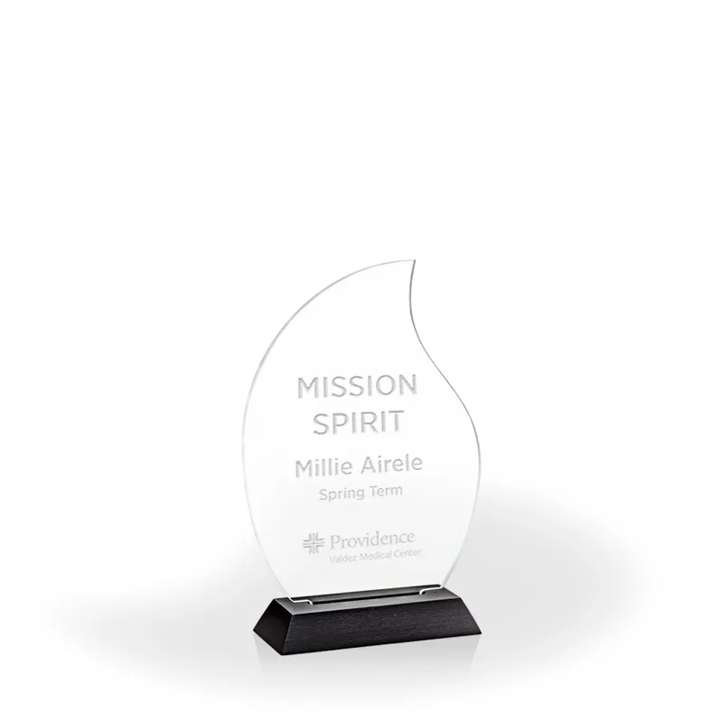 Flame Award with Black Wood Base, Medium - Engraved