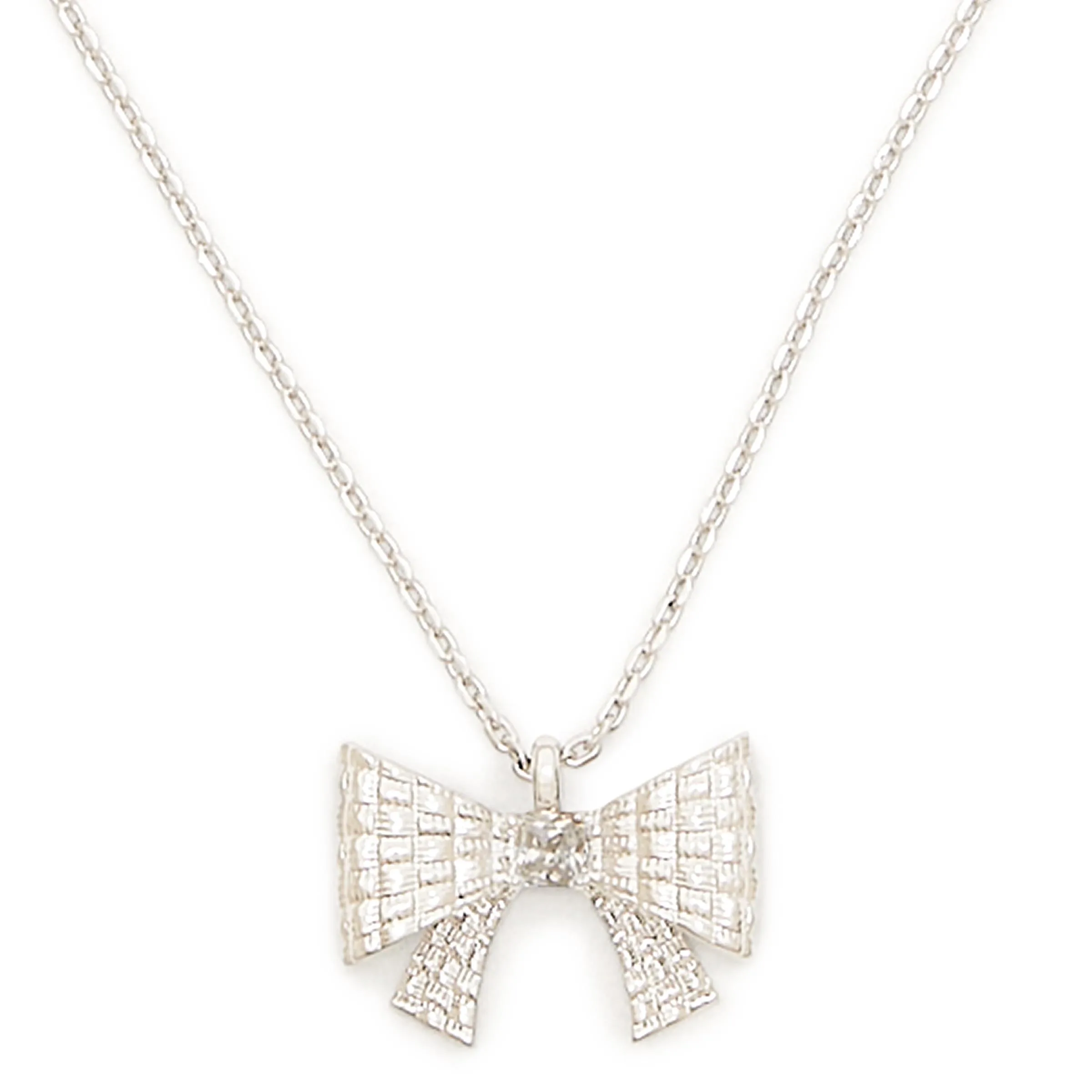 kate spade new york Wrapped In A Bow Mini Pendant - Clear/Silver