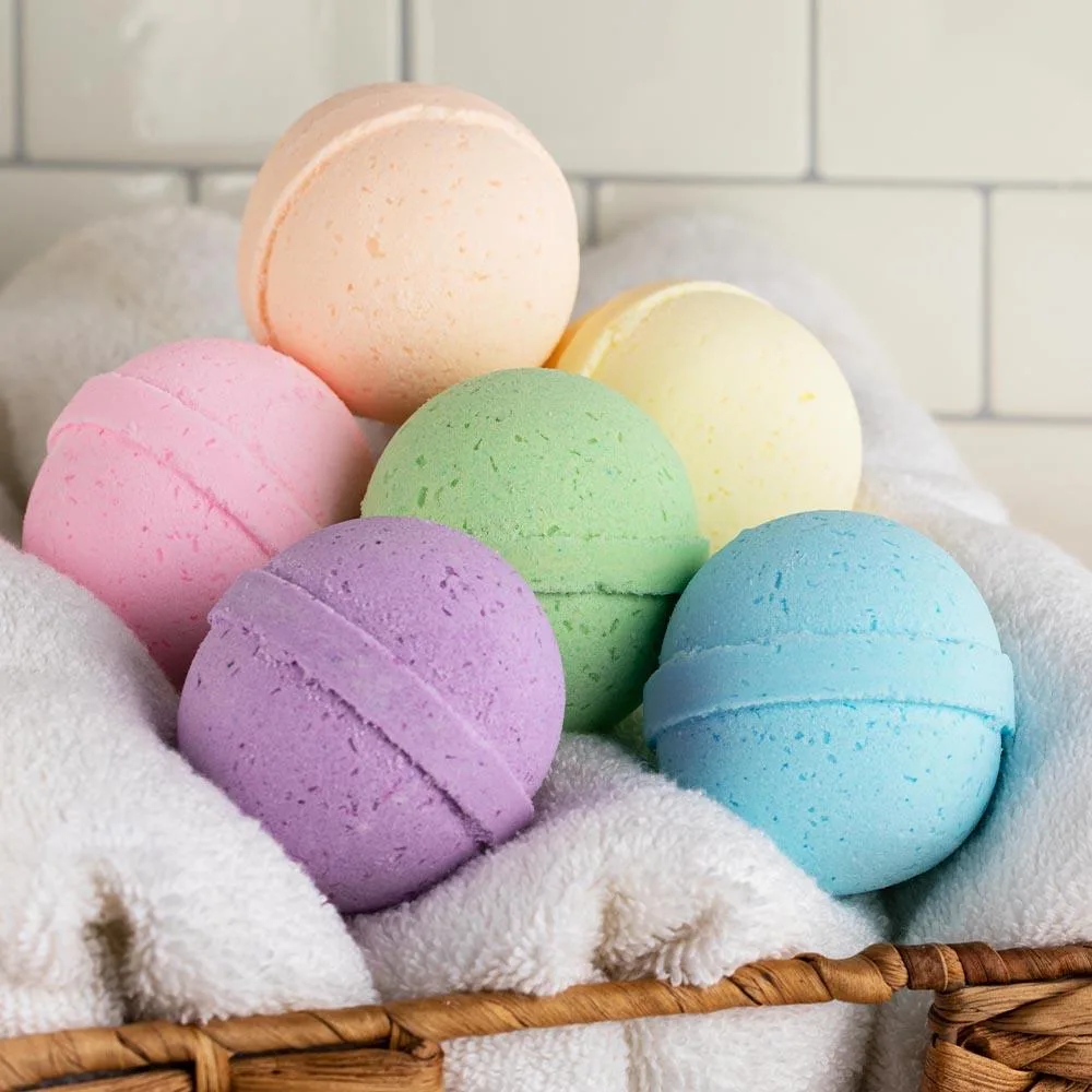 SpaRoom 6 Pack Bath Bomb Set - Lavender, Eucalyptus, Peppermint, Orange, Lemongrass, Grapefruit