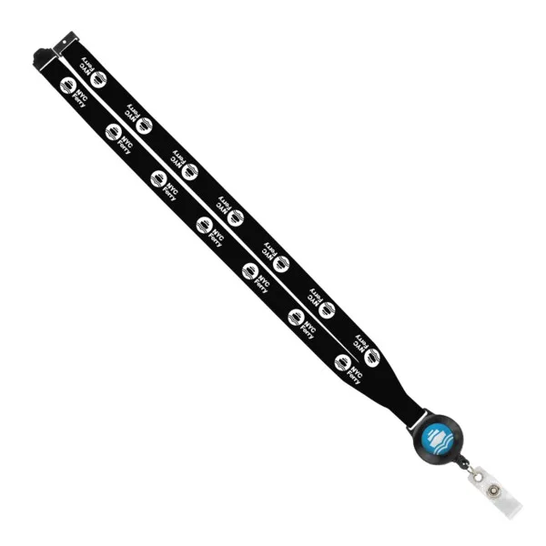 IMPORT 3/4" Polyester Lanyard with Retractable Badge Reel and IPH7 back of neck convenience release. view 2