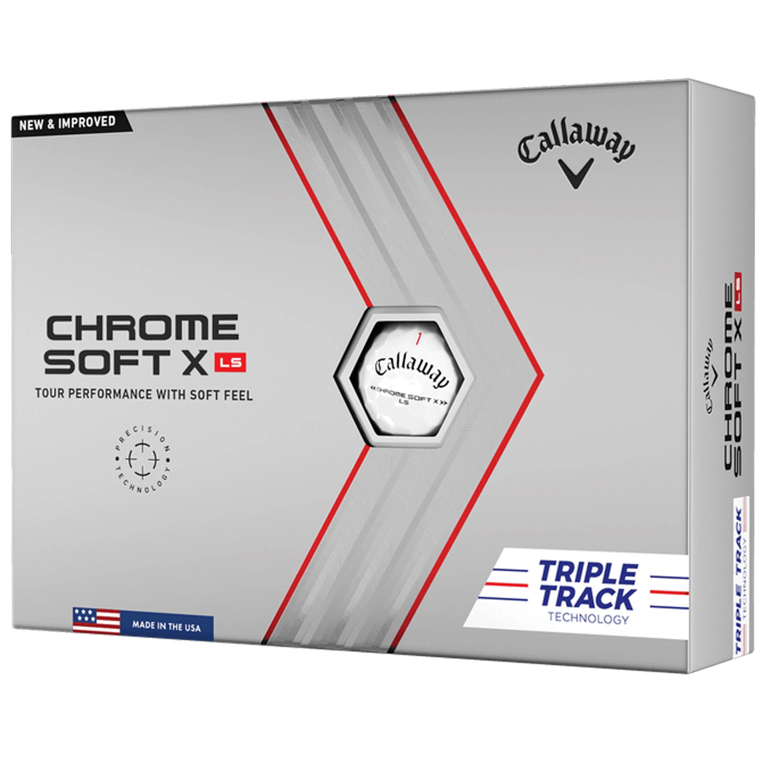 Callaway Chrome Soft X Ls Triple Track White Golf Balls - 1 Dozen